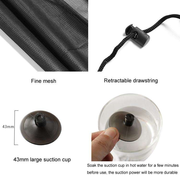 1pair Suction Cup Car Side Window Sunshade Mesh Summer Sunshade Curtains(Black)