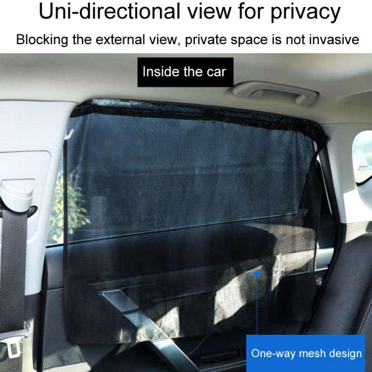 1pair Suction Cup Car Side Window Sunshade Mesh Summer Sunshade Curtains(Black)