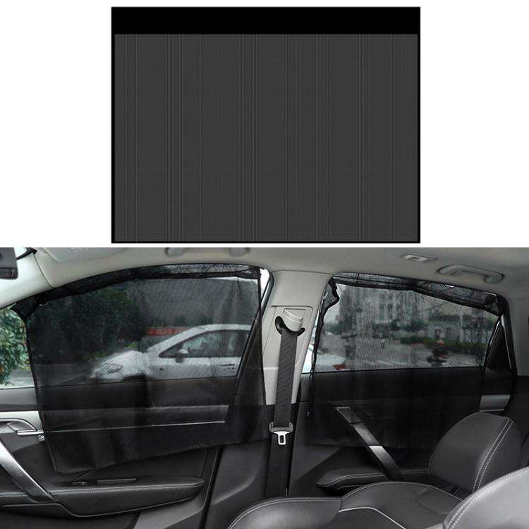 1pair Suction Cup Car Side Window Sunshade Mesh Summer Sunshade Curtains(Black)