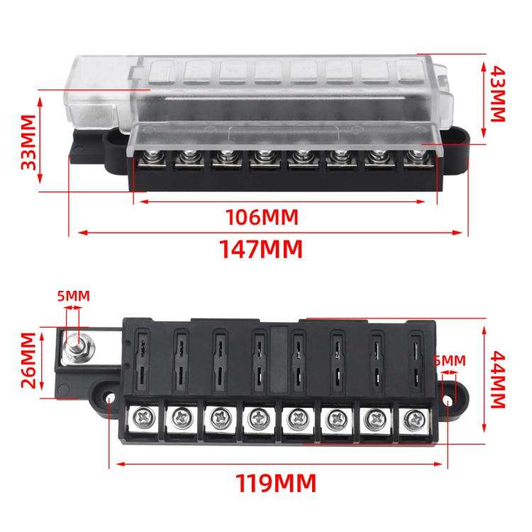 Automotive 8-way Fuse Box Terminal Block With Transparent Cover(CP-5099)
