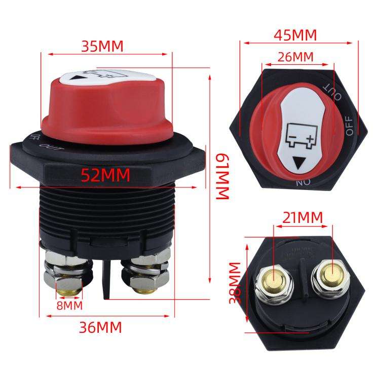 200A DC Brass Conductive RV Yacht Leak-proof Battery Switch(White With OUT Style 2 Removable)