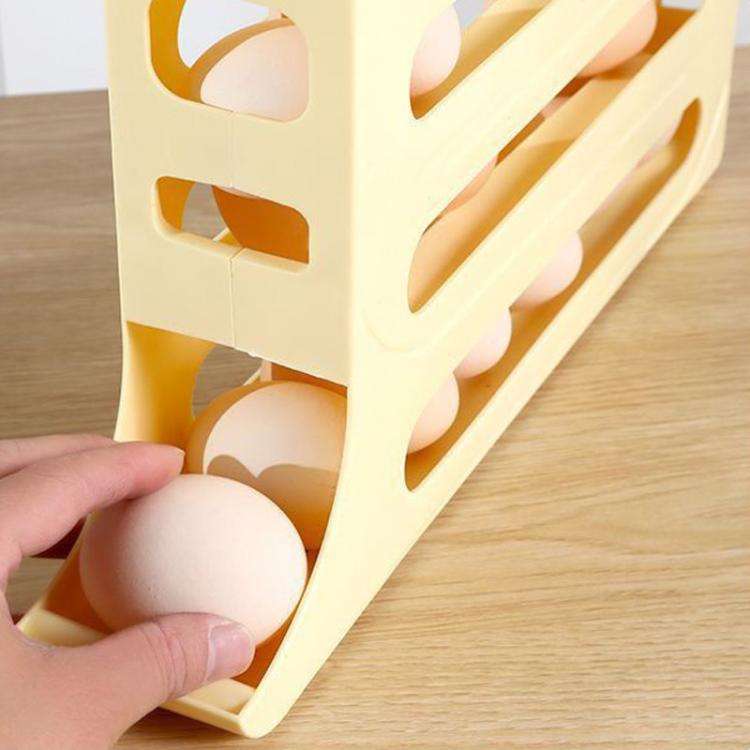 2pcs Kitchen Eggs Organizer 4-layer Slide Refrigerator Eggs Rack Automatic Rolling Tray Drop-proo...