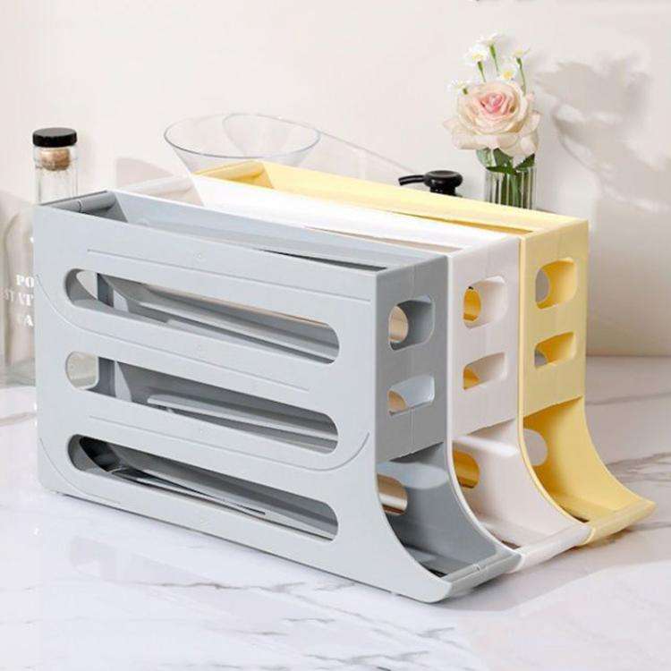 2pcs Kitchen Eggs Organizer 4-layer Slide Refrigerator Eggs Rack Automatic Rolling Tray Drop-proo...
