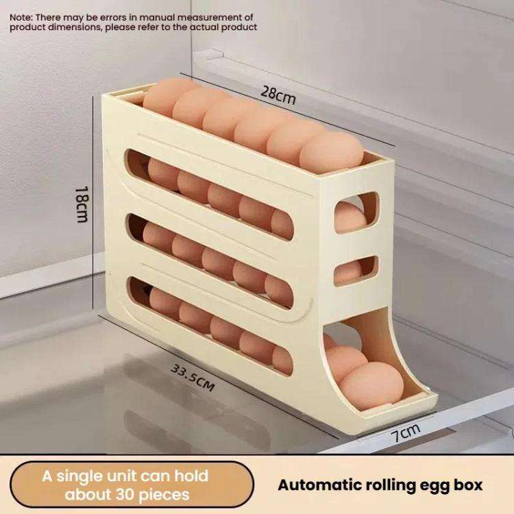 2pcs Kitchen Eggs Organizer 4-layer Slide Refrigerator Eggs Rack Automatic Rolling Tray Drop-proo...