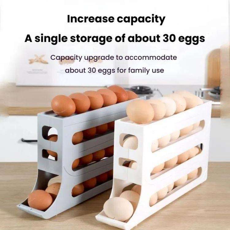 2pcs Kitchen Eggs Organizer 4-layer Slide Refrigerator Eggs Rack Automatic Rolling Tray Drop-proo...