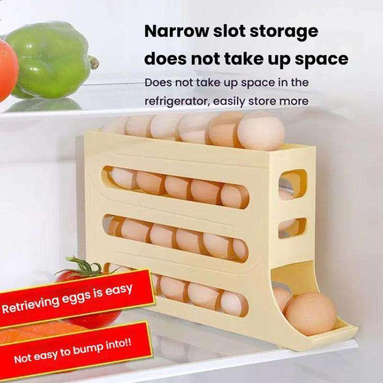 2pcs Kitchen Eggs Organizer 4-layer Slide Refrigerator Eggs Rack Automatic Rolling Tray Drop-proo...