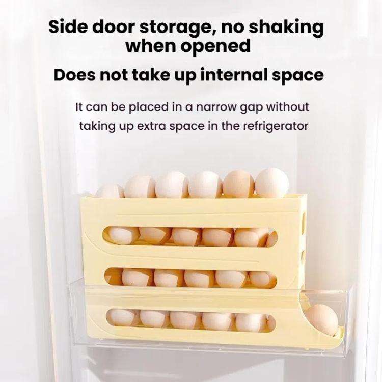 2pcs Kitchen Eggs Organizer 4-layer Slide Refrigerator Eggs Rack Automatic Rolling Tray Drop-proo...