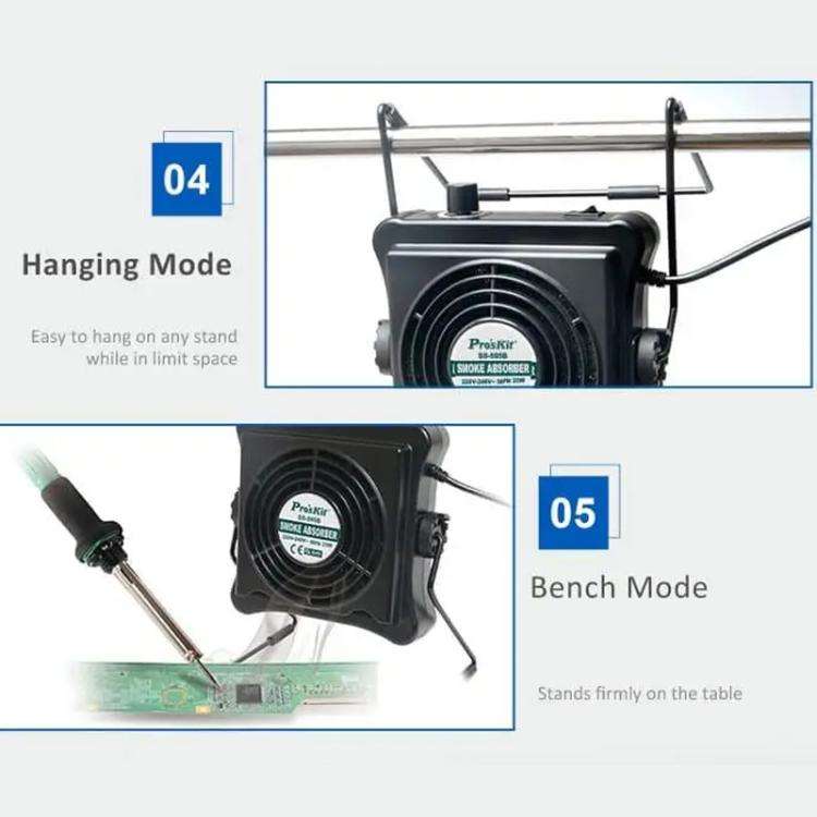 ProsKit SS-595H  Soldering Fume Extractor With Blowing/Suction, Adjustable Wall/Desk Mount -