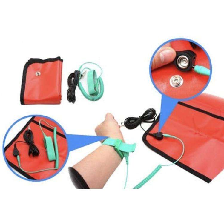 ProsKit 8PK-AS07-1 26x24 Inch ESD Anti-Static Work Mat with 2m Wrist Strap & 3m Grounding Cord(Red)