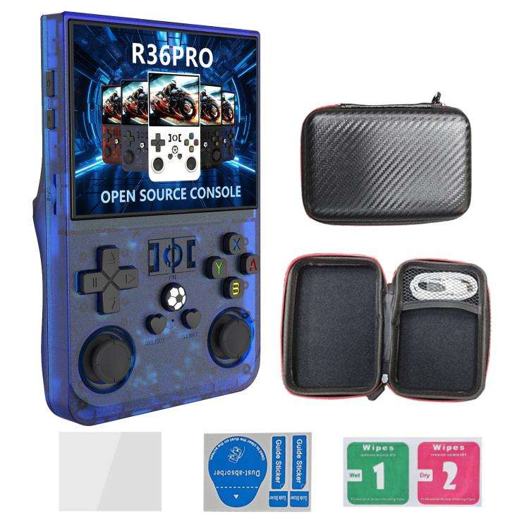Portable Open Source GBA/FC Arcade Handheld Game Console, Size: 128G(Transparent Blue)