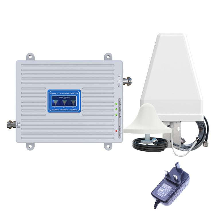 Triple-Band 900/1800/2100 Mobile Phone Signal Reception Booster Amplifier, Specification: UK Plug...