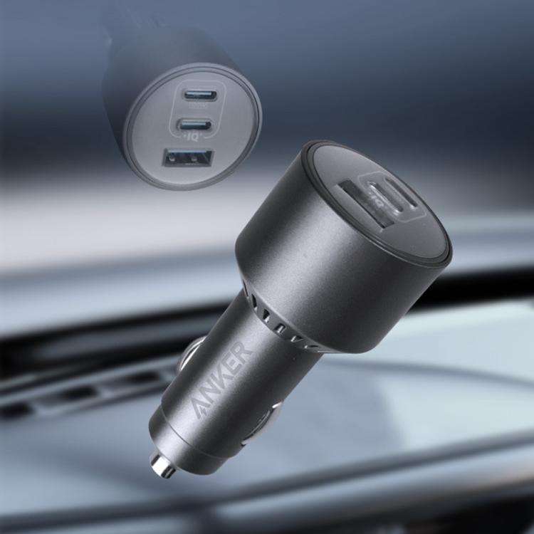 ANKER A2737 167.5W Dual Type-C+UAB-A 3 Ports Car Charger Cell Phone PD Fast Charger(Siver Gray)
