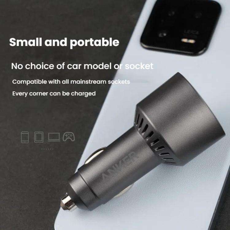 ANKER A2737 167.5W Dual Type-C+UAB-A 3 Ports Car Charger Cell Phone PD Fast Charger(Siver Gray)