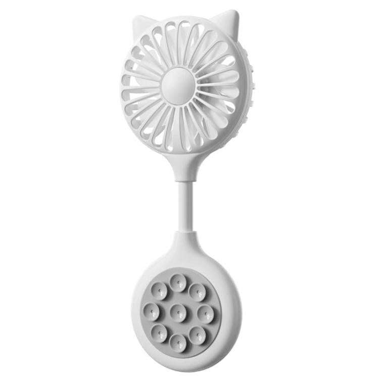 Mini Suction Cup Fan USB Rechargeable Desktop Portable Folding Fan(White)