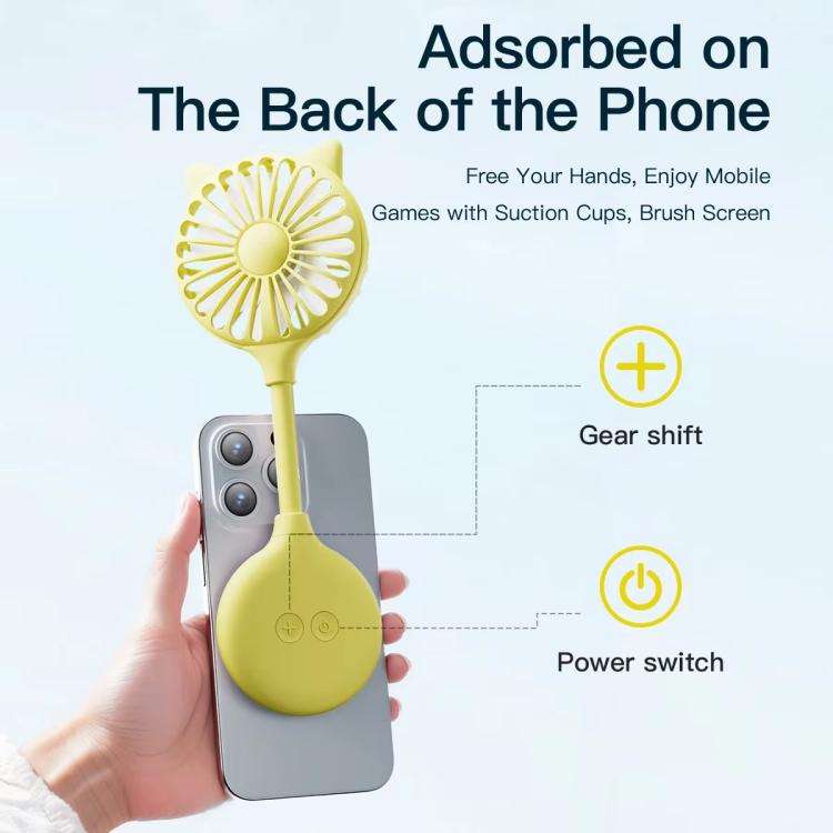 Mini Suction Cup Fan USB Rechargeable Desktop Portable Folding Fan(Yellow)