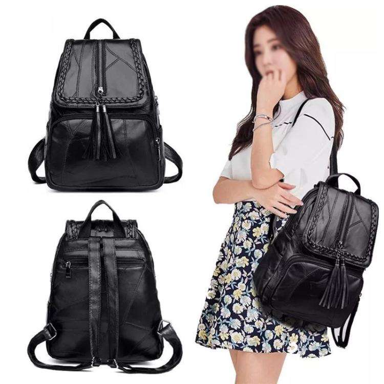 Casual Women Shoulder Bag PU Leather Simple Versatile Trend Female Backpack Student Travel School...