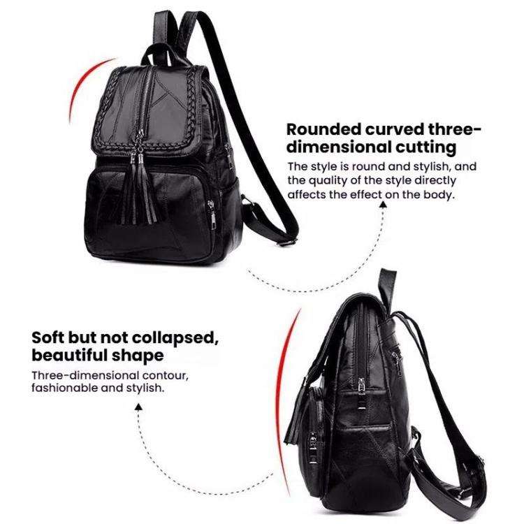 Casual Women Shoulder Bag PU Leather Simple Versatile Trend Female Backpack Student Travel School...