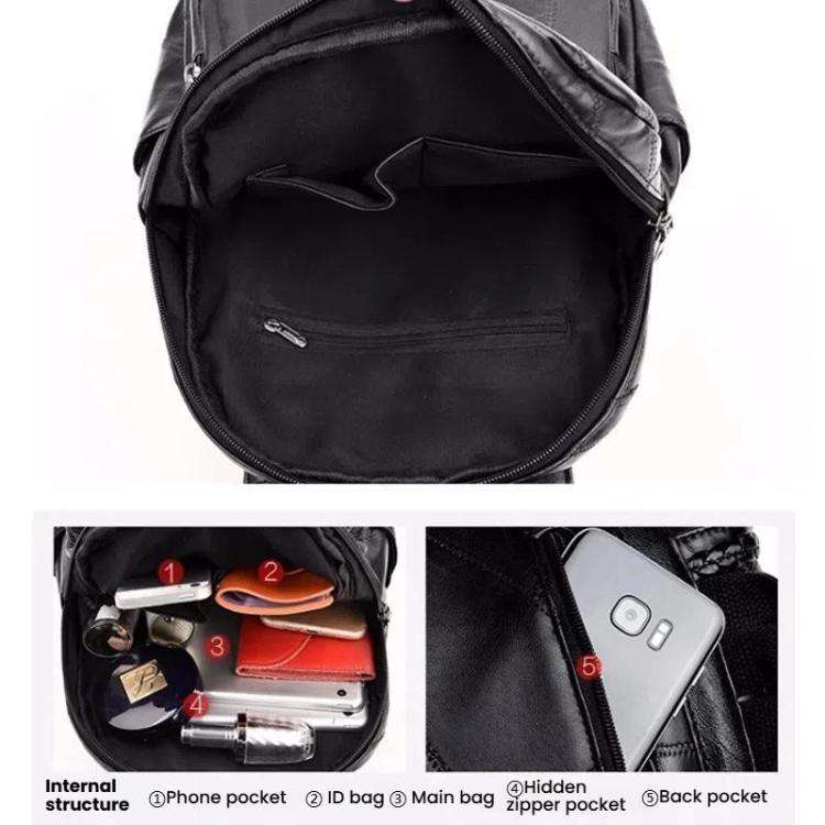 Casual Women Shoulder Bag PU Leather Simple Versatile Trend Female Backpack Student Travel School...