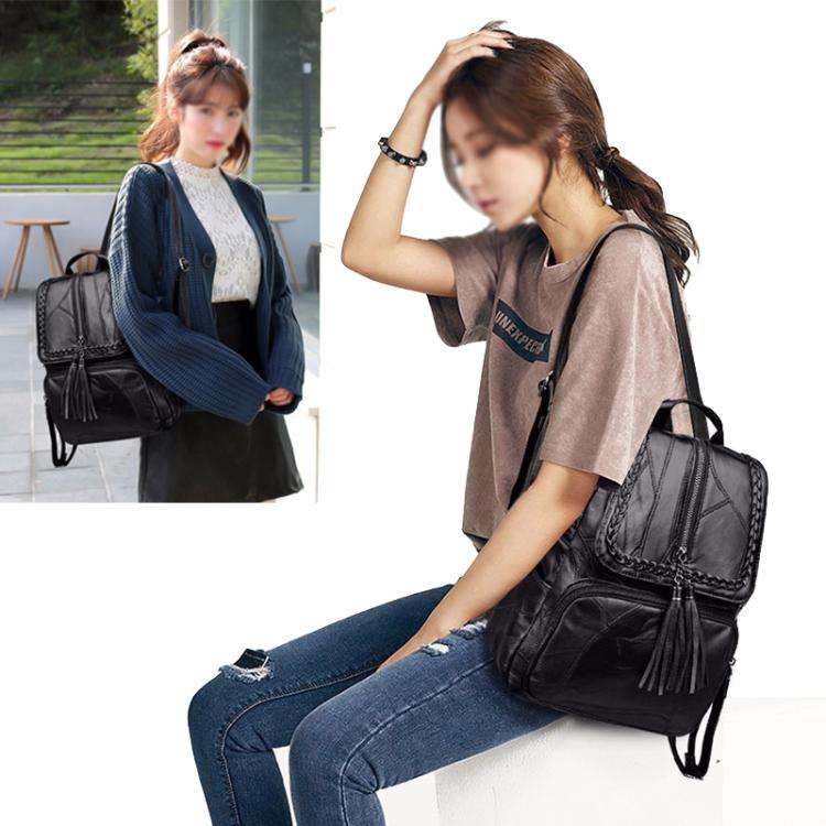 Casual Women Shoulder Bag PU Leather Simple Versatile Trend Female Backpack Student Travel School...