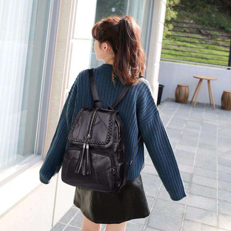Casual Women Shoulder Bag PU Leather Simple Versatile Trend Female Backpack Student Travel School...