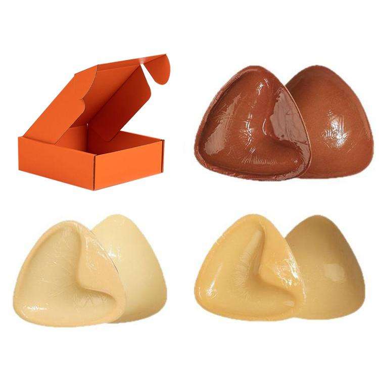 Double-Sided Silicone Thickened Inserts Gather Triangle Breast Pads, Size: S/A(Brown Skin With Or...