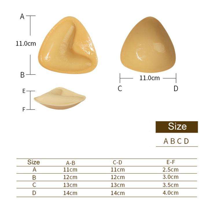 Double-Sided Silicone Thickened Inserts Gather Triangle Breast Pads, Size: XL/D(White Skin Color ...