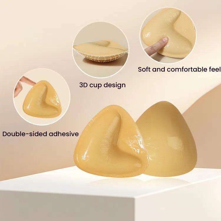 Double-Sided Silicone Thickened Inserts Gather Triangle Breast Pads, Size: S/A(Brown Skin With Or...