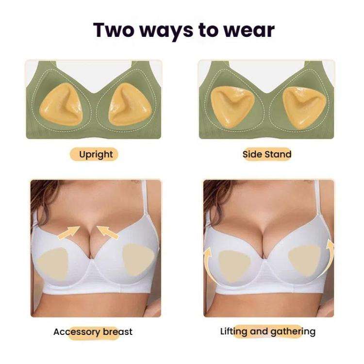 Double-Sided Silicone Thickened Inserts Gather Triangle Breast Pads, Size: M/B(Brown Skin With Or...