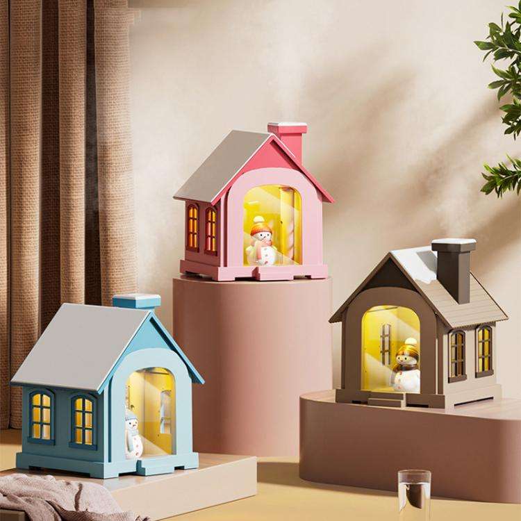 500ML Portable Mini Snow House Humidifier USB Desktop Snowman Colorful Ambient Light Air Humidifi...