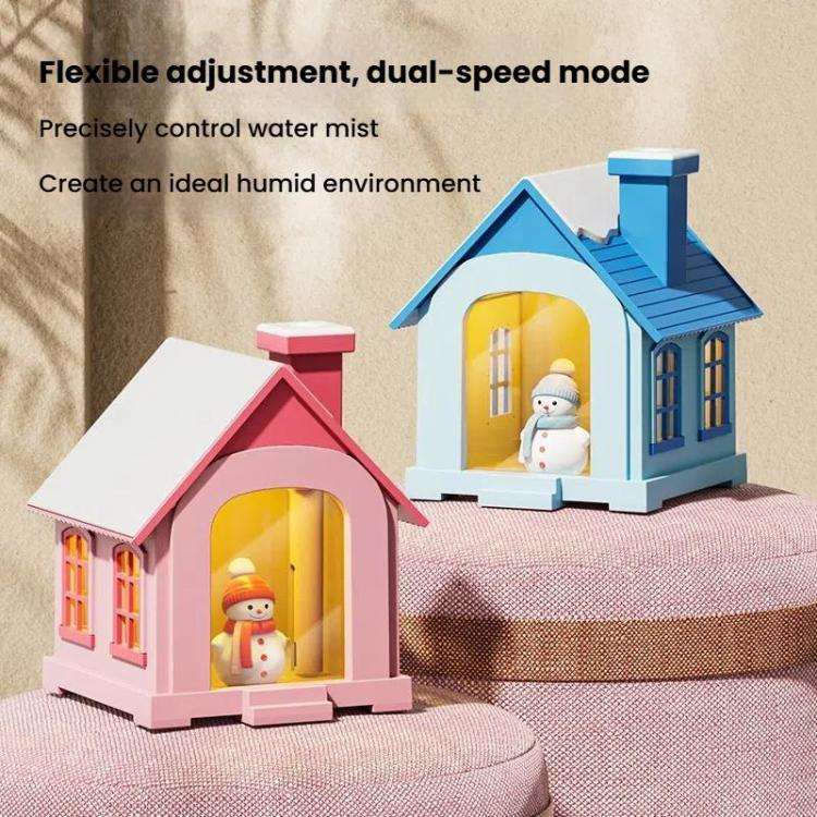 500ML Portable Mini Snow House Humidifier USB Desktop Snowman Colorful Ambient Light Air Humidifi...