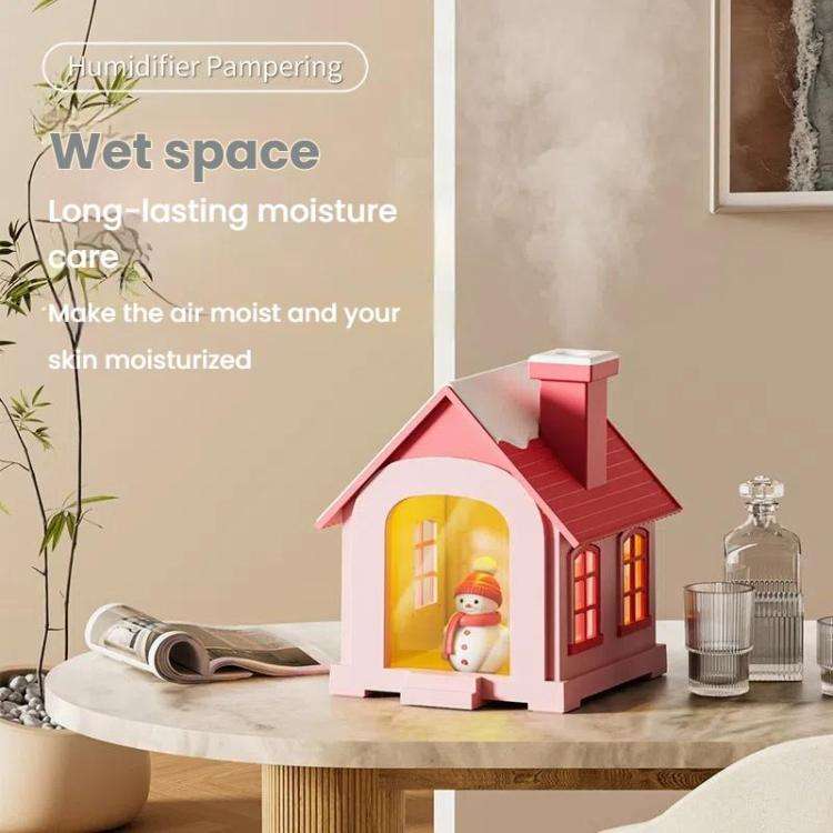 500ML Portable Mini Snow House Humidifier USB Desktop Snowman Colorful Ambient Light Air Humidifi...