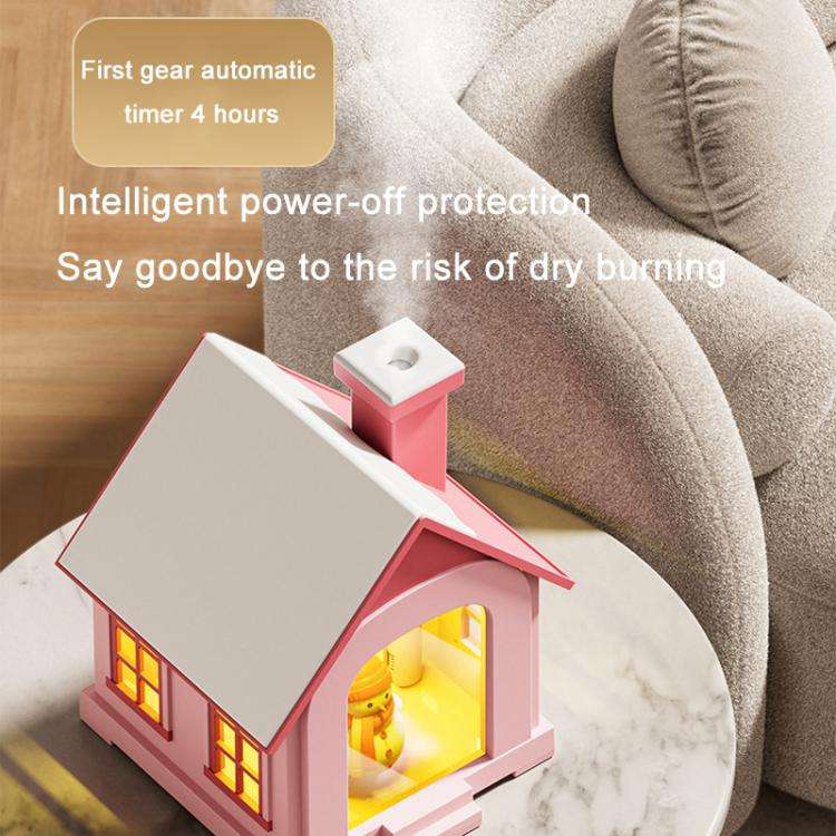 500ML Portable Mini Snow House Humidifier USB Desktop Snowman Colorful Ambient Light Air Humidifi...