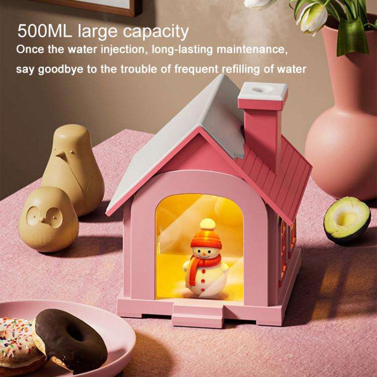 500ML Portable Mini Snow House Humidifier USB Desktop Snowman Colorful Ambient Light Air Humidifi...