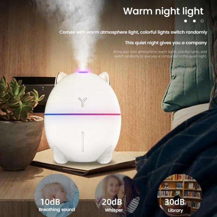 Cute Cats Portable Humidifier Mini USB Home Mute Bedroom Office Desktop Air Humidifier(Pink)