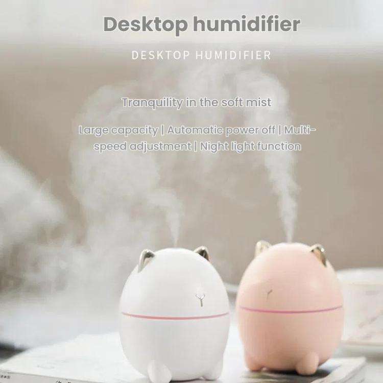 Cute Cats Portable Humidifier Mini USB Home Mute Bedroom Office Desktop Air Humidifier(Pink)