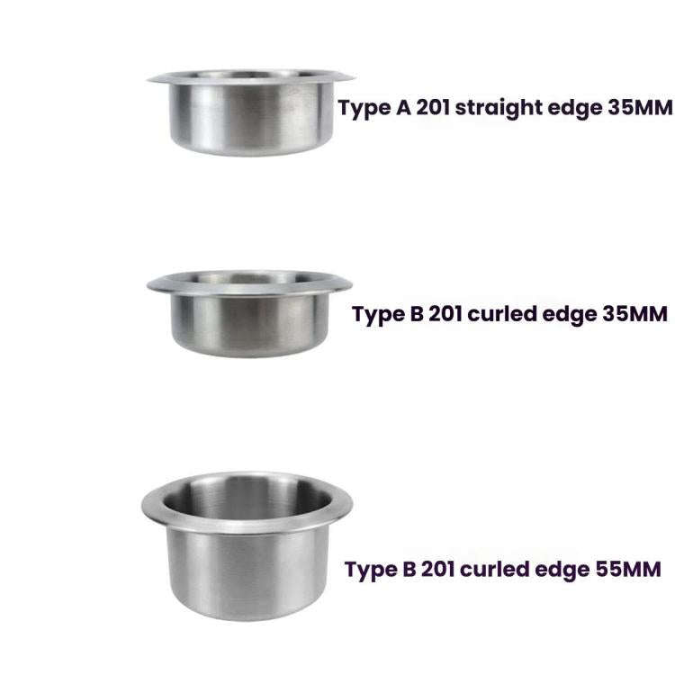 Car Yacht Stainless Steel Modified Cup Holder, Size: B Type 201 Curled Edge 55MM