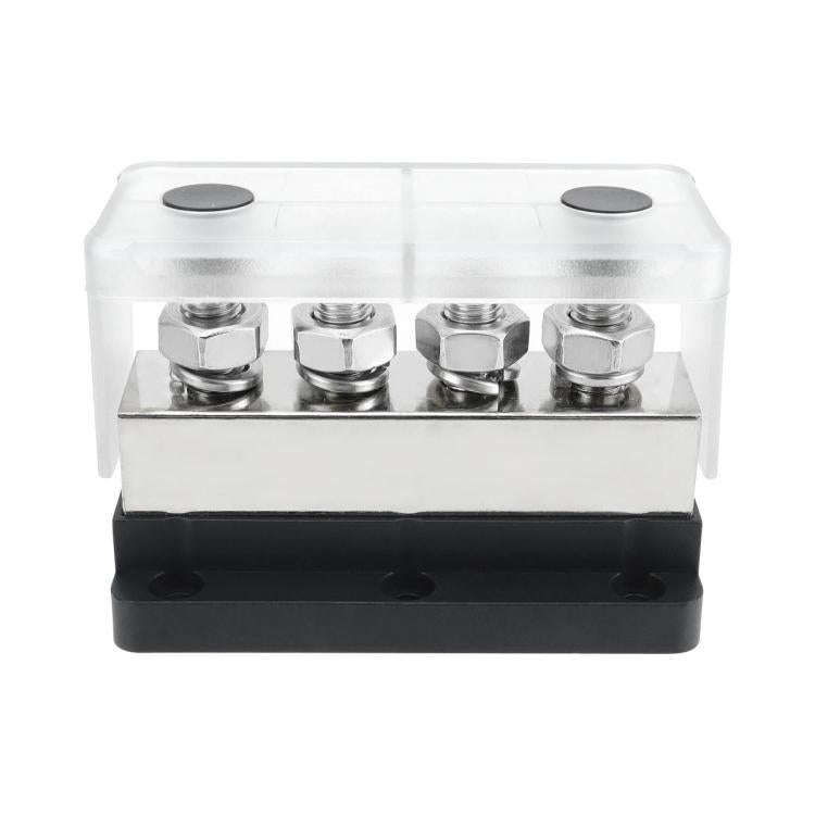 600A RV Yacht Copper Bolt 4 Stud Heavy Duty Busbar Terminal, Color: Black Single