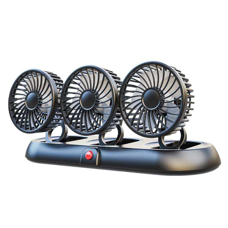 Car Three-head Adjustable Folding Multifunctional Fan With Number Plate(White 5V USB)