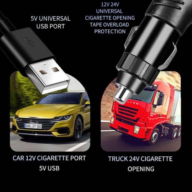 Car Three-head Adjustable Folding Multifunctional Fan With Number Plate(Yellow 12V Cigarette Ligh...