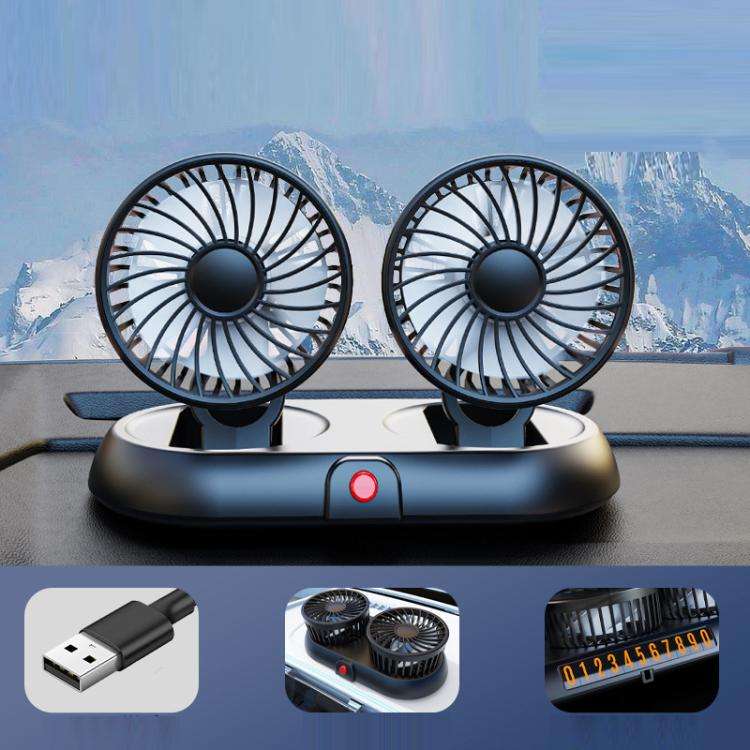 Car Two Head Adjustable Foldable Multifunctional High-Wind Fan(White 5V USB)
