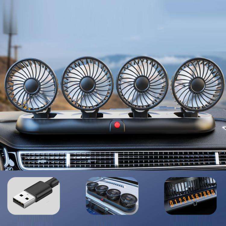 Truck Refrigeration High Wind Four-head Fan(White 5V USB)