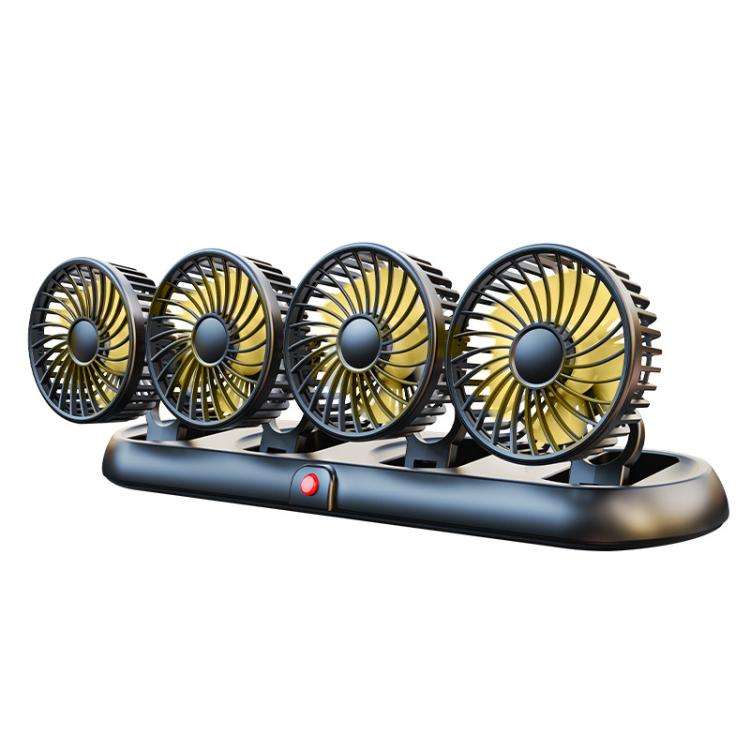Truck Refrigeration High Wind Four-head Fan(Yellow 12V Cigarette Lighter)
