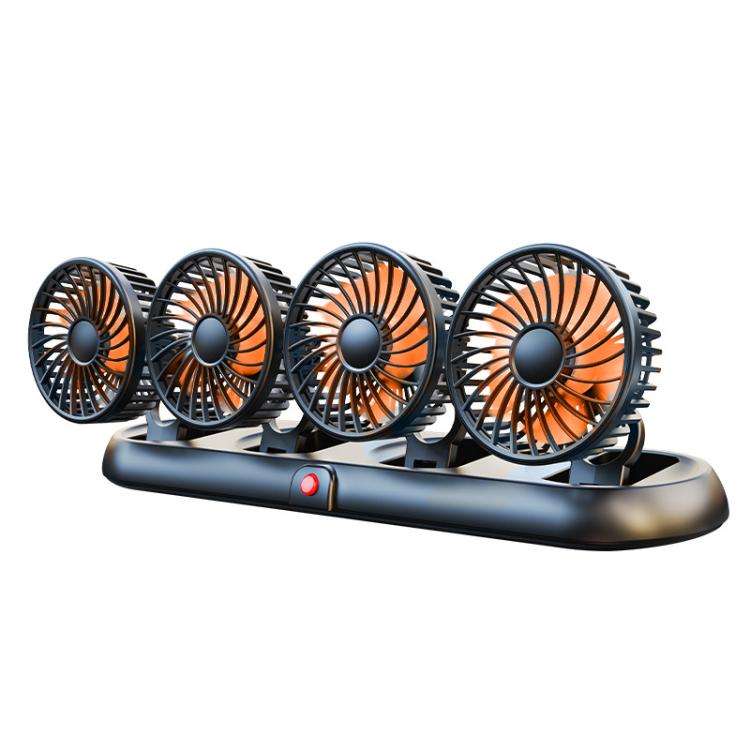 Truck Refrigeration High Wind Four-head Fan(Orange 12V Cigarette Lighter)