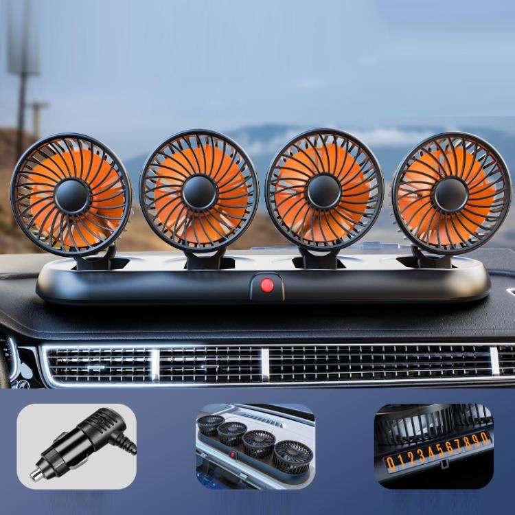 Truck Refrigeration High Wind Four-head Fan(Orange 12V Cigarette Lighter)