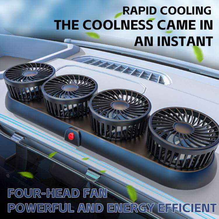 Truck Refrigeration High Wind Four-head Fan(Orange 12V Cigarette Lighter)