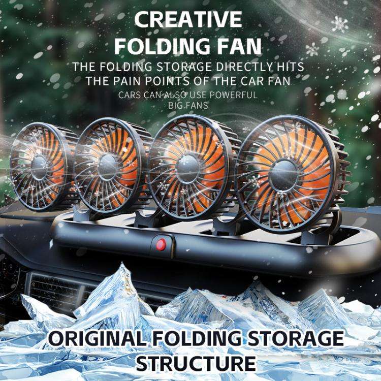 Truck Refrigeration High Wind Four-head Fan(White 5V USB)