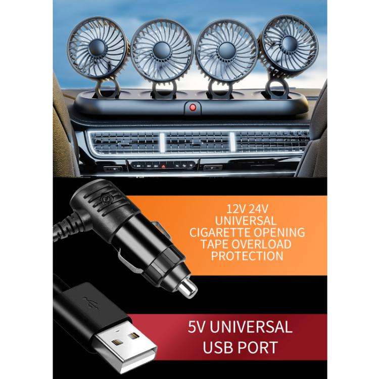 Truck Refrigeration High Wind Four-head Fan(Orange 12V Cigarette Lighter)