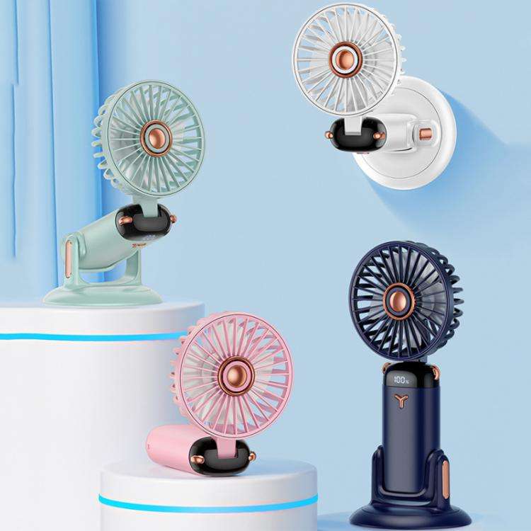 360-Degree Rotation Foldable Handheld Desk Fan Wall Mounted Rechargeable Portable Mini Fan(White)