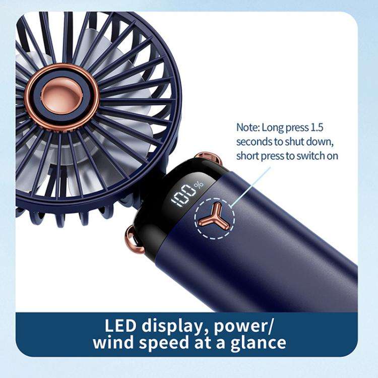 360-Degree Rotation Foldable Handheld Desk Fan Wall Mounted Rechargeable Portable Mini Fan(Blue)