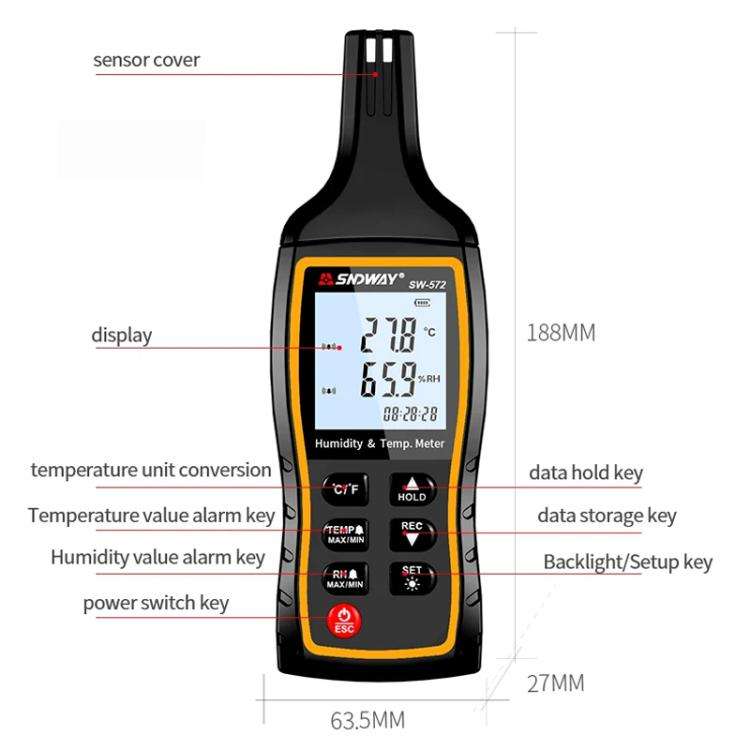 SNDWAY SW-572 Handheld Digital Temperature Humidity Meter High Sensitivity Temperature Humidity M...